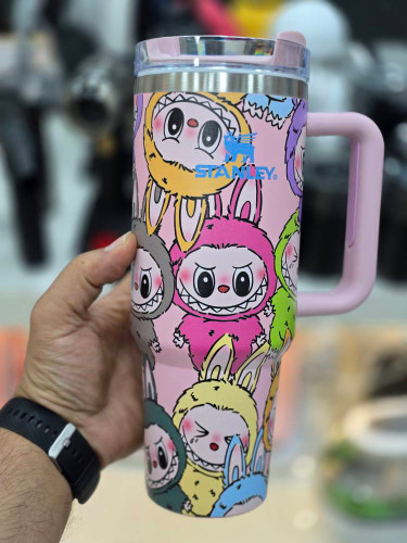 ماگ لبوبو ، تراول ماگ استنلی طرح لبوبو ، تراول ماگ دسته دار