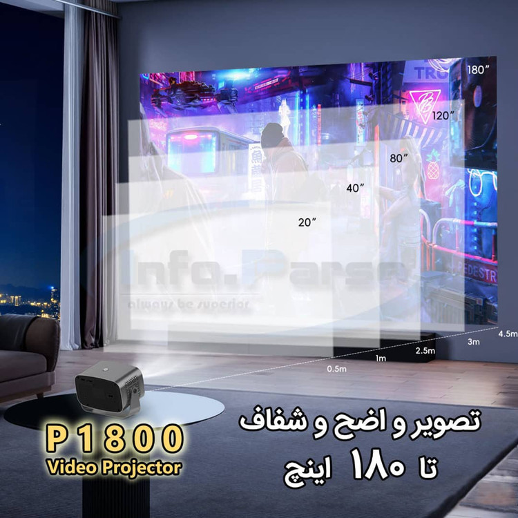 ویدیو پروژکتور قابل حمل p1800 full HD با ضمانت اصالت کالا