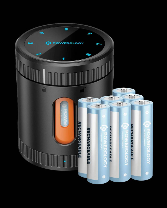 باتری و کیس شارژ باطری پاورولوژی مدل POWEROLOGY PWAD04BK