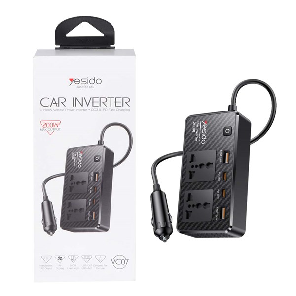 اینورتر خودرو Yesido مدل VC07  200W - مشکی