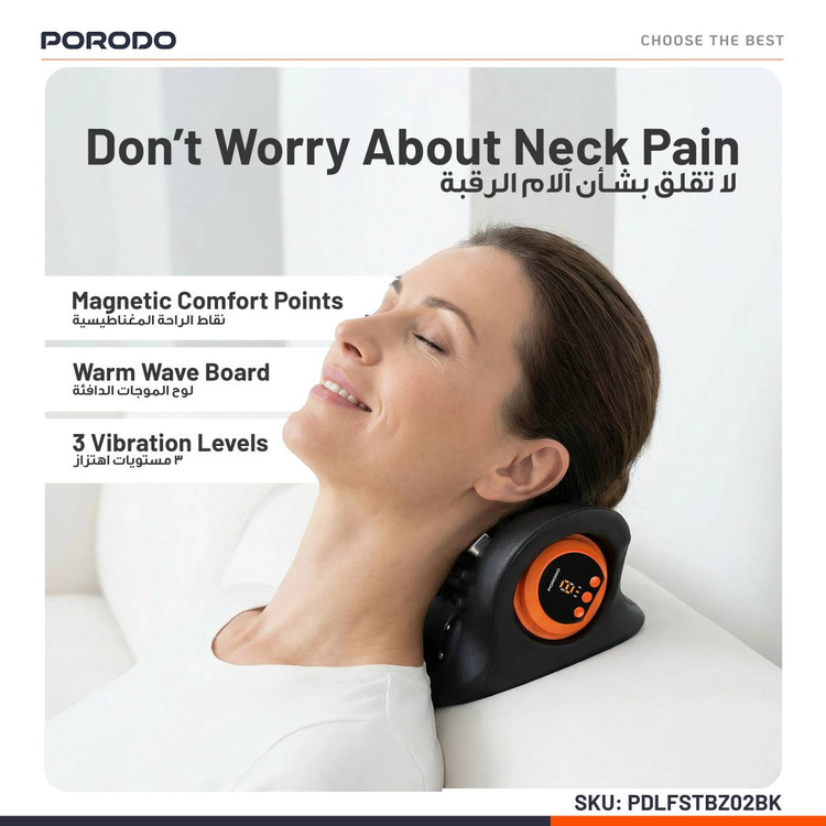 ماساژور بالش گردنی گرمشونده Porodo مدل STBZ02 | آرامش گردن و شانهها در خانه، محل کار و سفر
