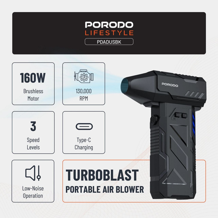جت فن شارژی و قابل حمل Porodo TurboBlast مدل PDADUS 