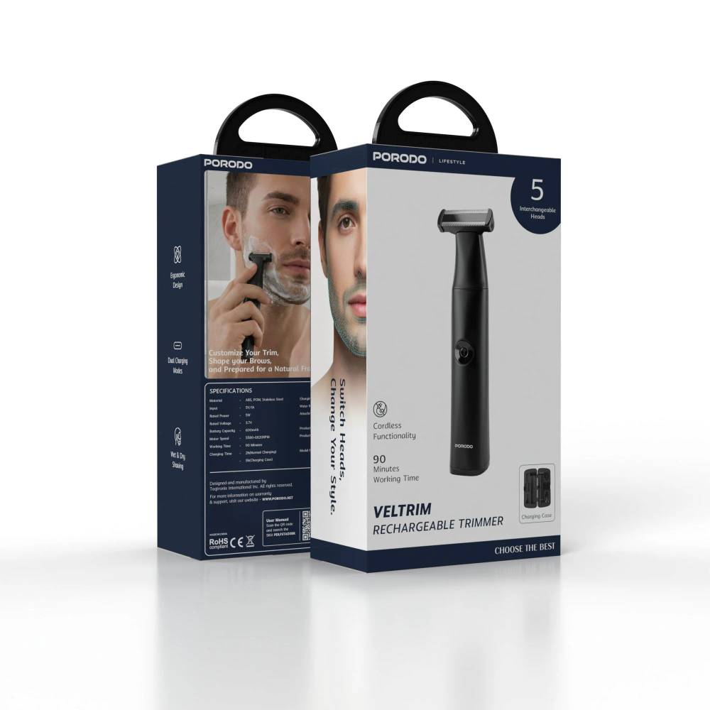 ماشین اصلاح و خط‌زن شارژی مدل PDLFSTAD3BK برند PORODO ‌